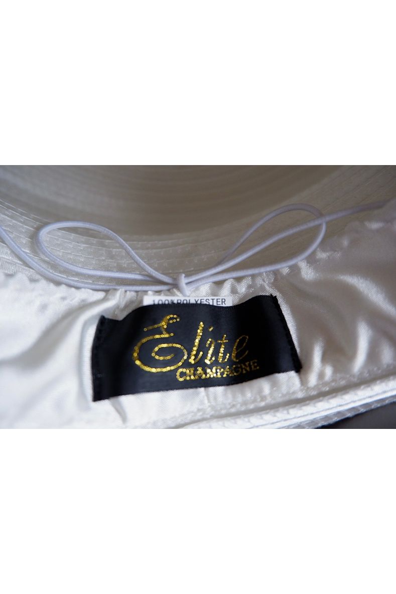 Vintage Elite Champagne Dramatic Ribbon Crown Hat – Rhinestone Embellishments & Oversized Crystal Bloom