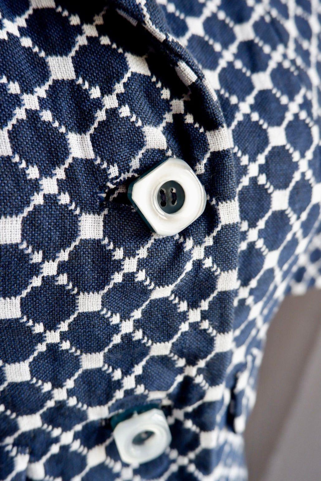 1960s Saks Fifth Avenue Navy & White Geometric Skirt Set Small