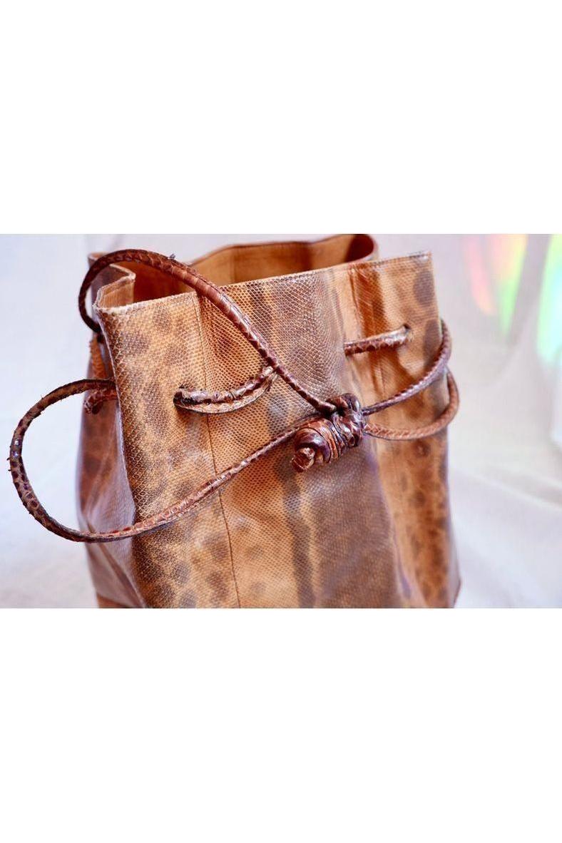 Vintage Andrea Pfister Exotic Leather Drawstring Bag – Rare & Sculptural