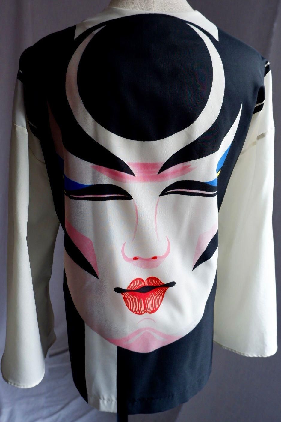 1970s Ossi Originals Face Print Kimono Top