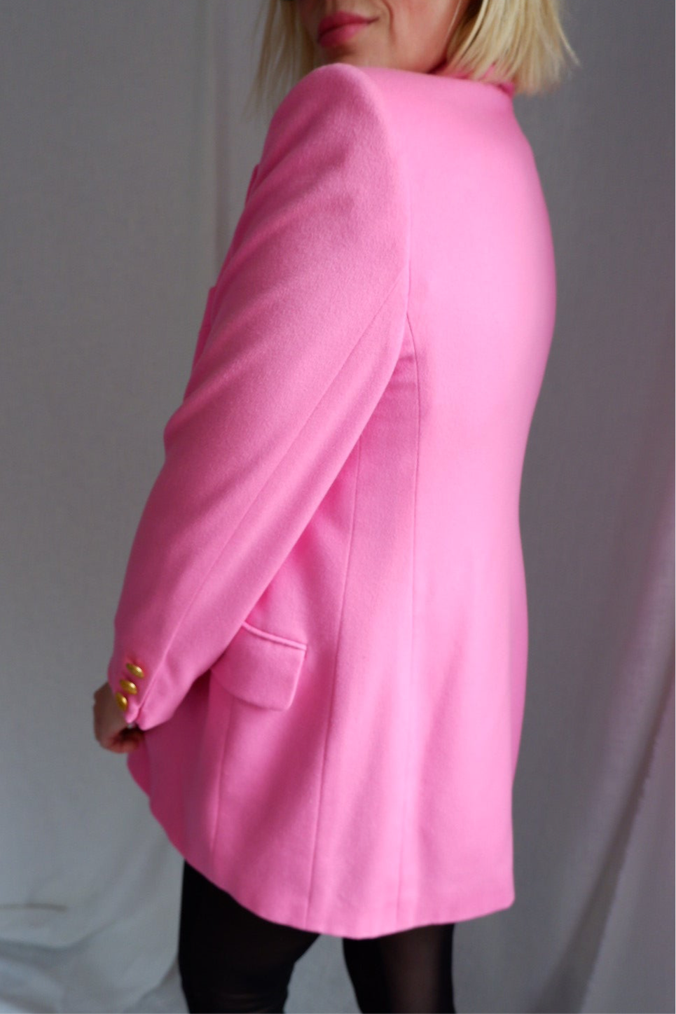 1980s Vintage Escada by Margaretha Ley Pink Cashmere & Wool Blazer L/XL