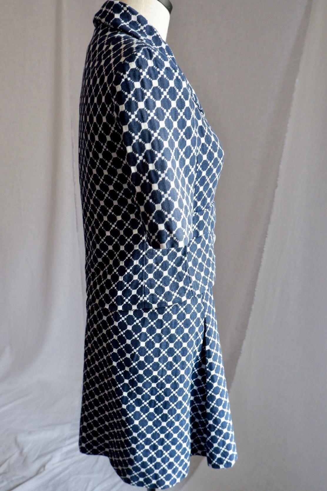 1960s Saks Fifth Avenue Navy & White Geometric Skirt Set Small