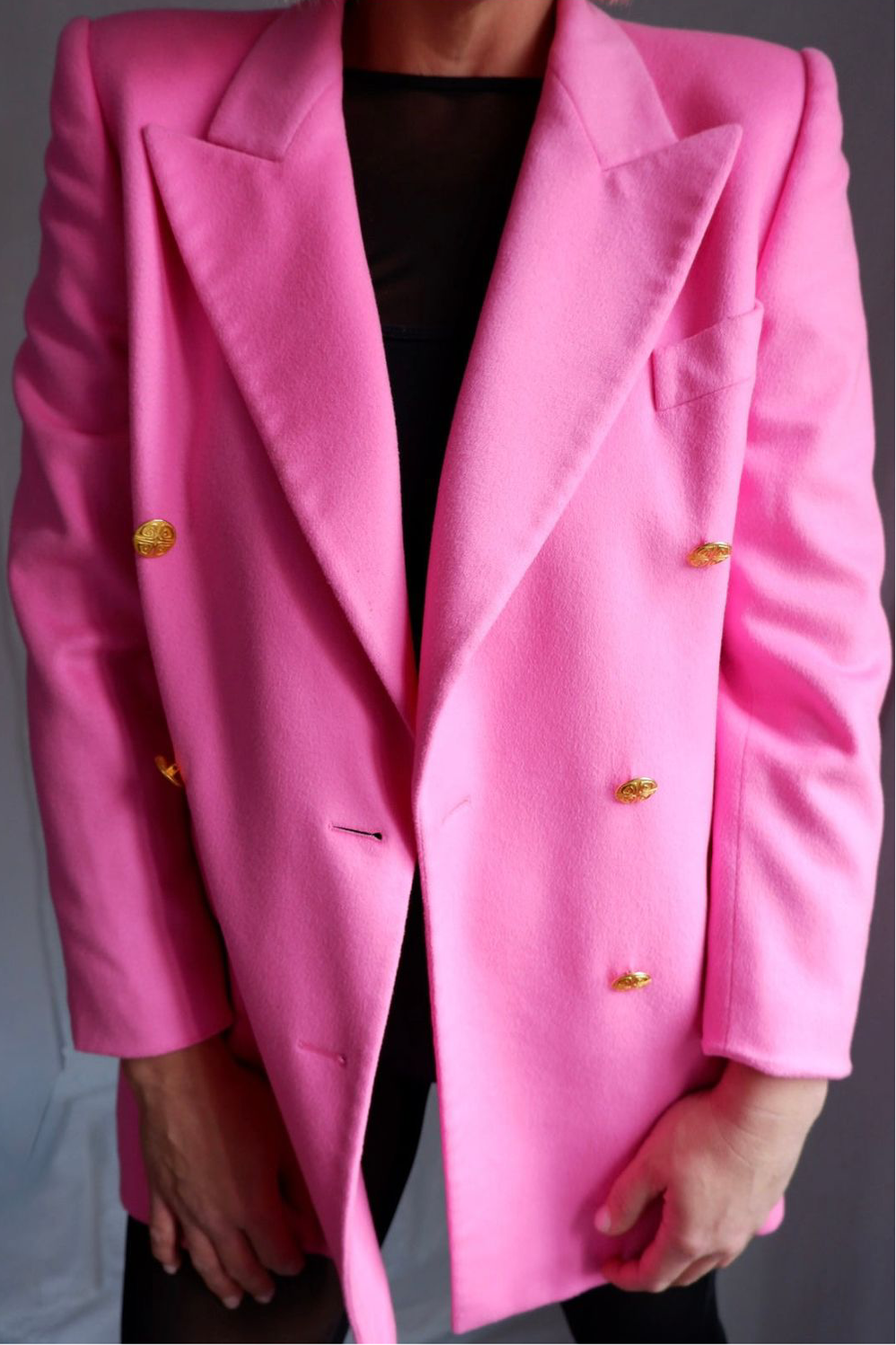 1980s Vintage Escada by Margaretha Ley Pink Cashmere & Wool Blazer L/XL
