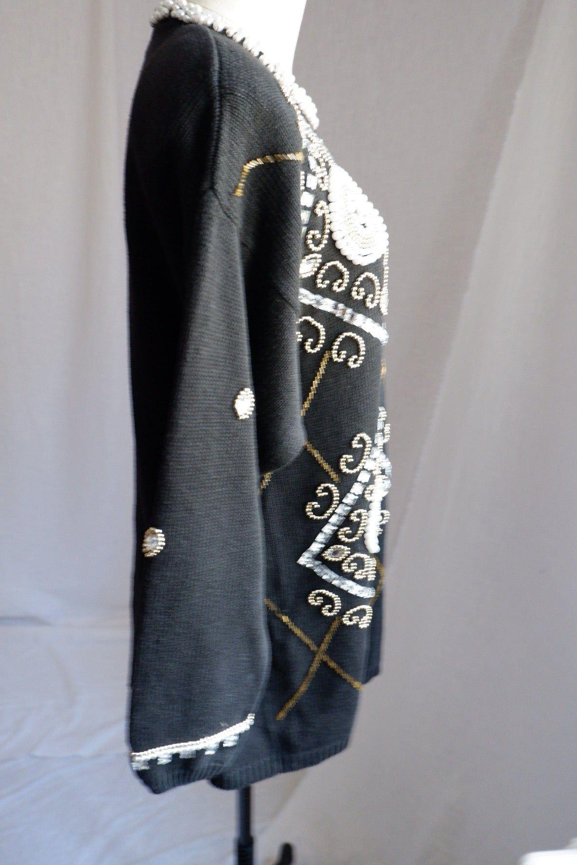 1980s Vintage Beaded Sweater or Dress M/L