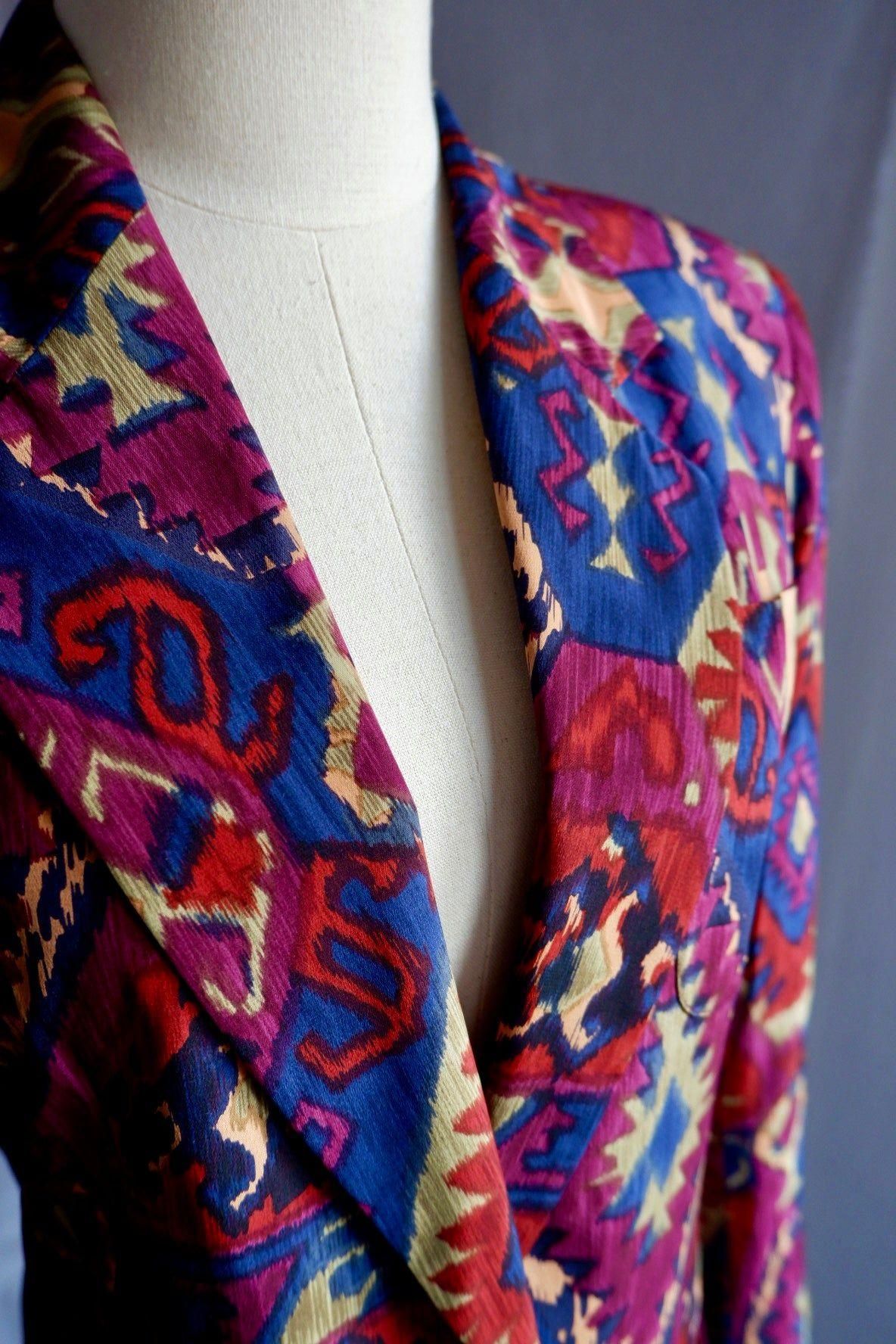 1990s Vintage Rodier Silk Blazer L