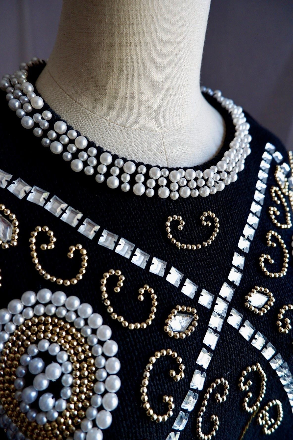 1980s Vintage Beaded Sweater or Dress M/L