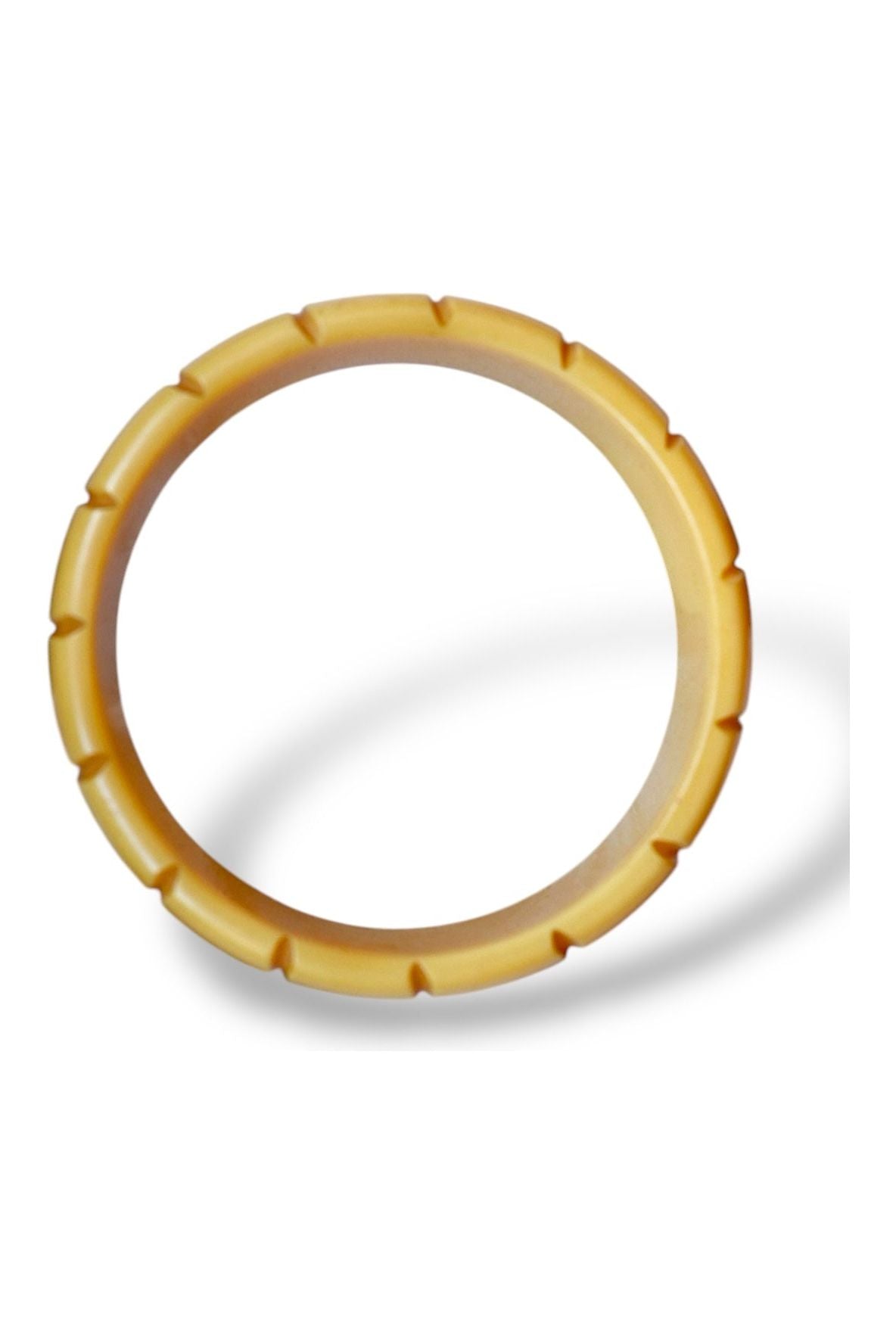 Vintage Carved Butterscotch Bakelite Bangle – Wide Chunky Bracelet