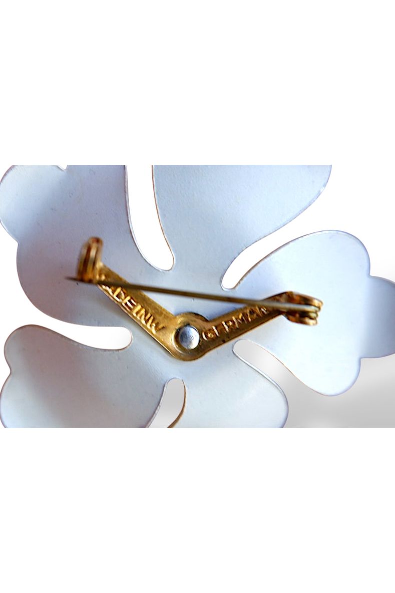 Vintage Red Polka Dot Enamel Flower Brooch