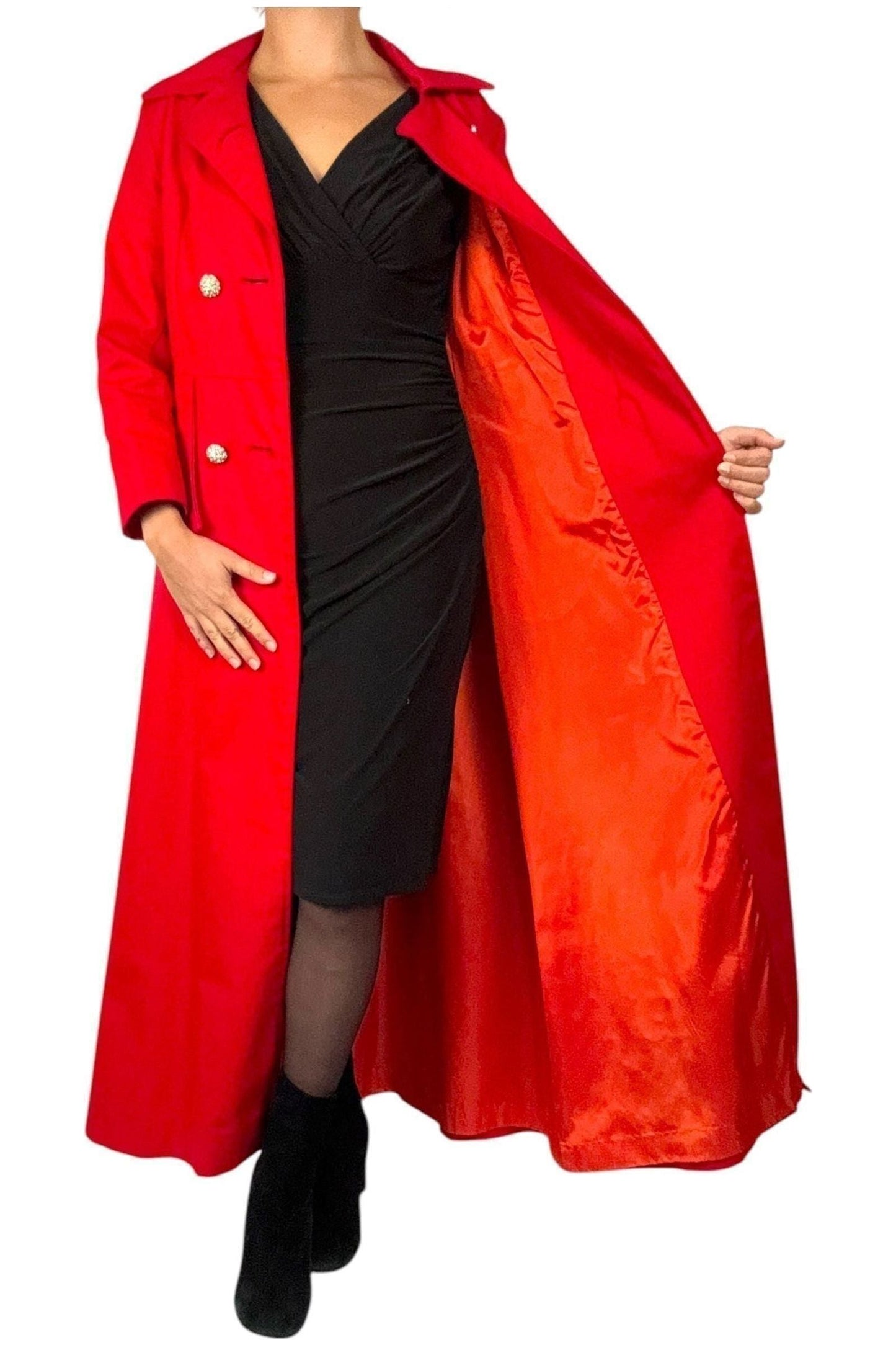 1960s Vintage Red Jolee New York Double-Breasted Jacket with Rhinestone Buttons S