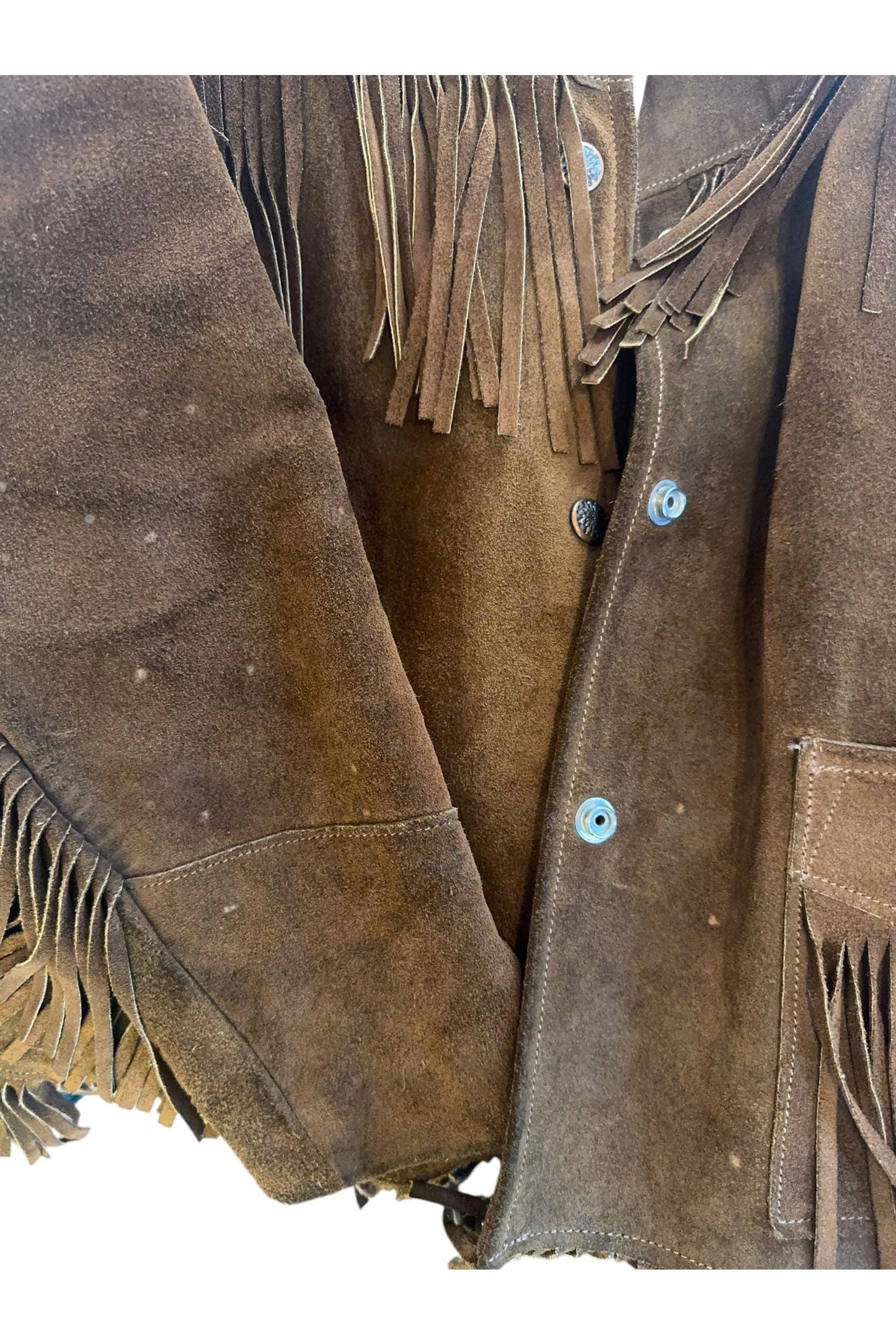 1970s Vintage Simco Leather Jacket with Fringe Detail S/M