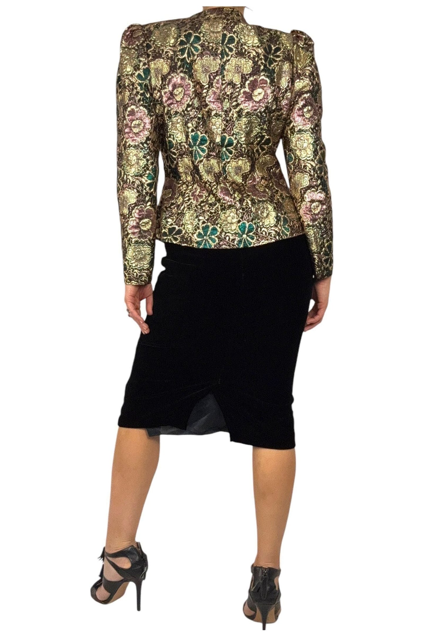 1980s Karen Lawrence Floral Brocade Jacket with Union Tags L