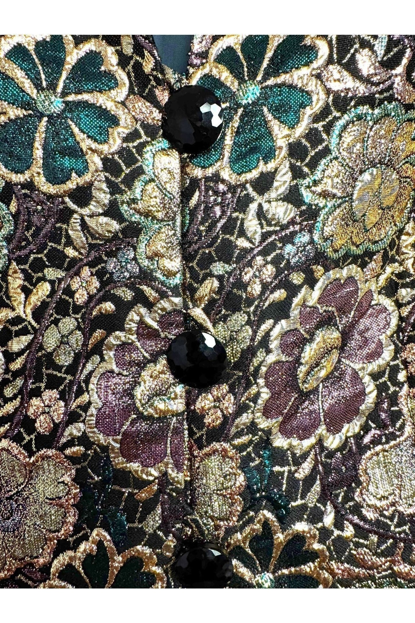 1980s Karen Lawrence Floral Brocade Jacket with Union Tags L
