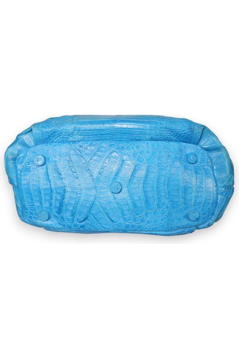 Nancy Gonzalez Vibrant Blue Croc-Embossed Leather Handbag