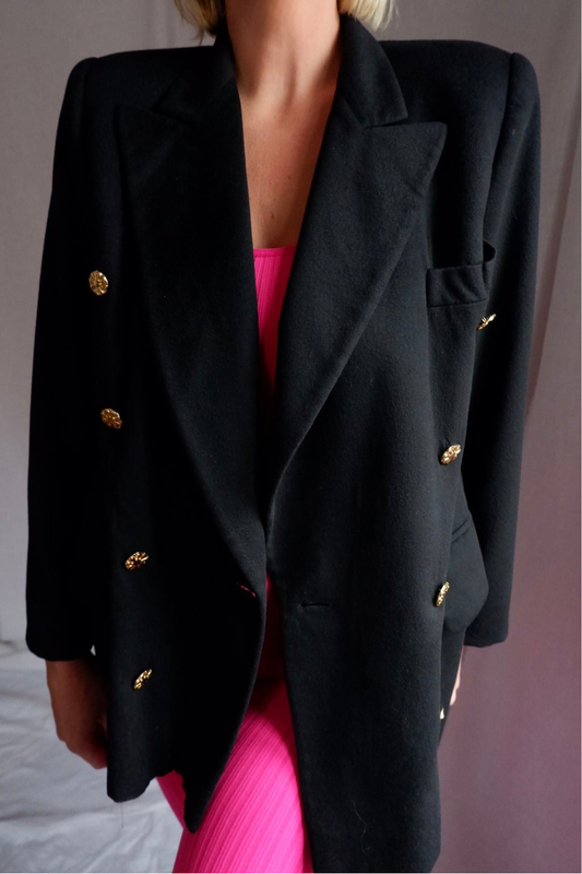 1980s Vintage Escada by Margaretha Ley Black Cashmere L/XL