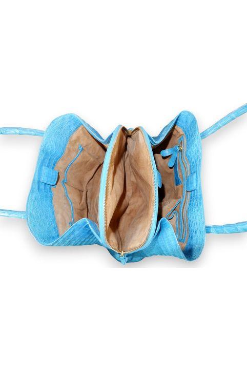 Nancy Gonzalez Vibrant Blue Croc-Embossed Leather Handbag