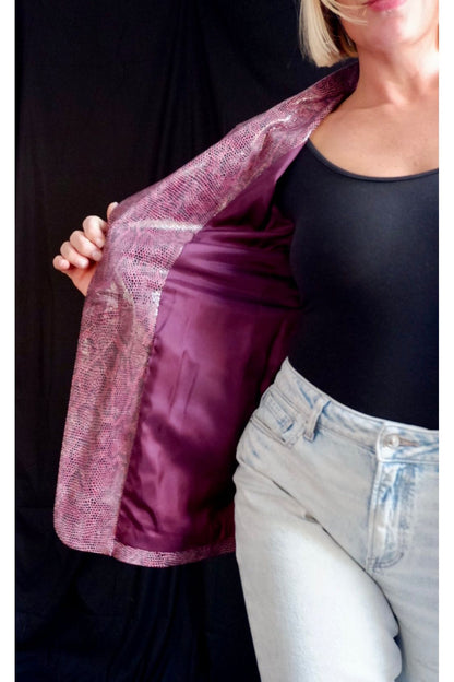 1990s Linda Allard for Ellen Tracy Python-Embossed Leather Blazer M