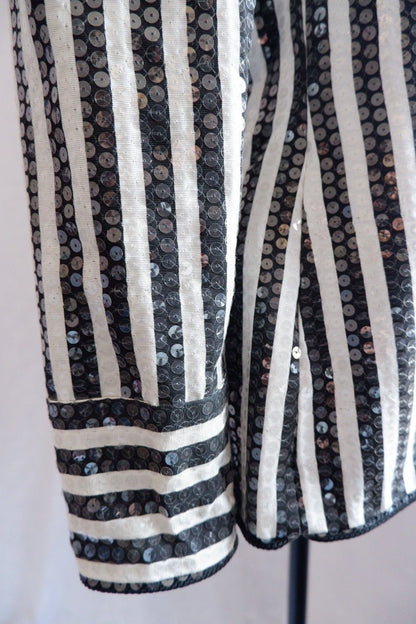 1980s Vintage Karen Lawrence Union Made Striped Sequin Jacket L