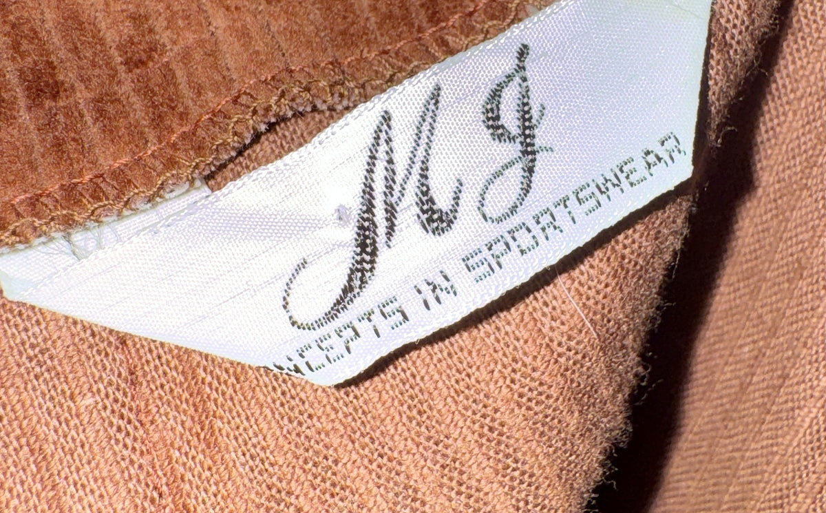 MJ Concepts in Sportswear label on rust corduroy culottes