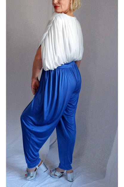 1970s/80s Draped Sequin Jumpsuit – Studio 54 Meets Goddess Glam L-XXL