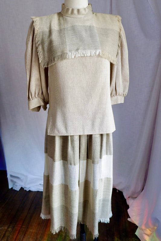 1970s Union Made Bonwit Teller Linen Skirt Set