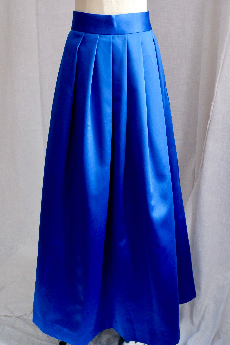 Electric Blue Satin Skirt & Convertible Scarf Top Set