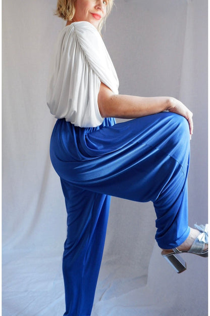 1970s/80s Draped Sequin Jumpsuit – Studio 54 Meets Goddess Glam L-XXL