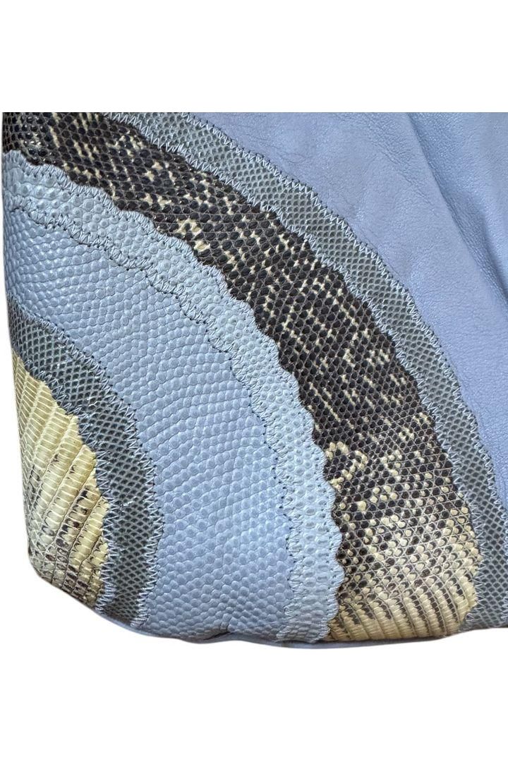 1980s Vintage Carlos Falchi Pastel  Leather and Snakeskin Patchwork Purse