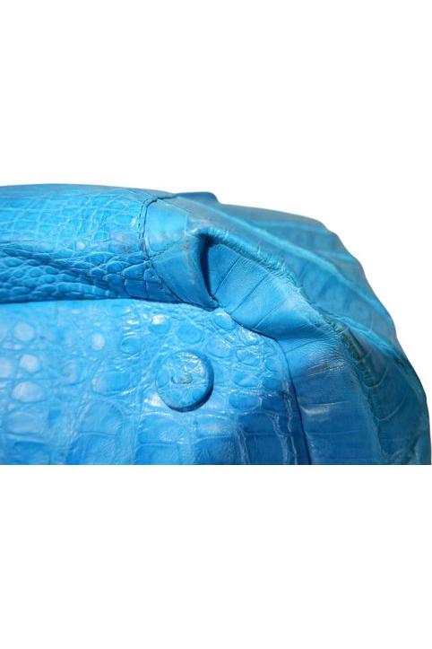Nancy Gonzalez Vibrant Blue Croc-Embossed Leather Handbag