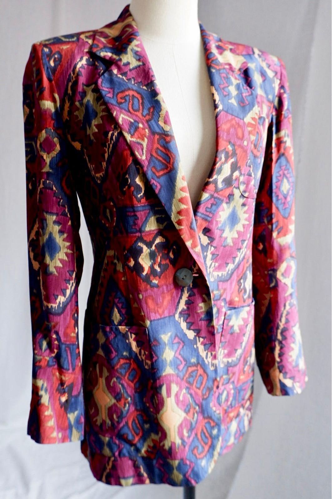 1990s Vintage Rodier Silk Blazer L