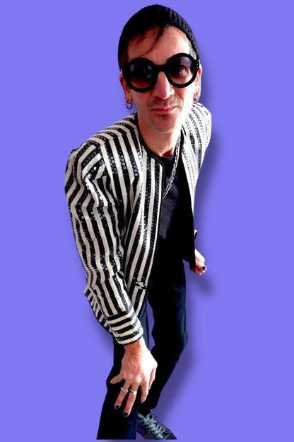 1980s Vintage Karen Lawrence Union Made Striped Sequin Jacket L