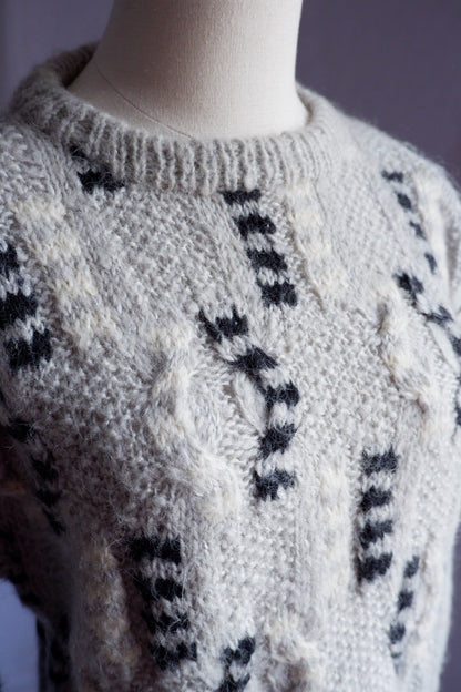 1980s Vintage Christian Dior Paris/New York Wool Blend Geometric Sweater M/L
