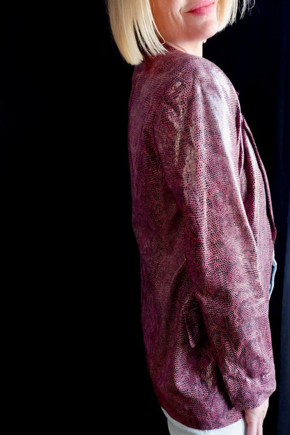 1990s Linda Allard for Ellen Tracy Python-Embossed Leather Blazer M