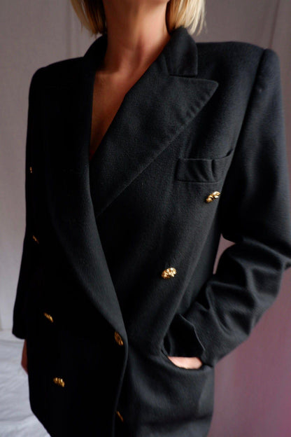 1980s Vintage Escada by Margaretha Ley Black Cashmere L/XL