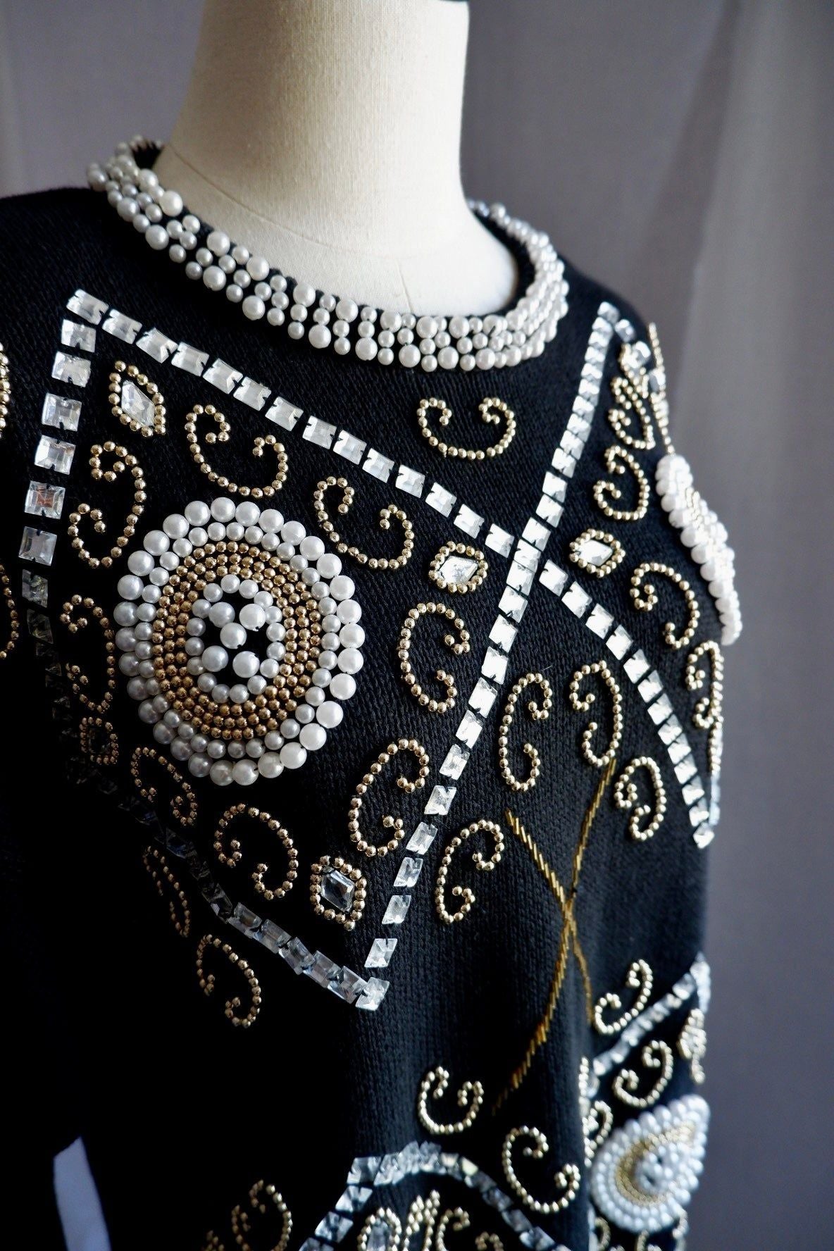 1980s Vintage Beaded Sweater or Dress M/L