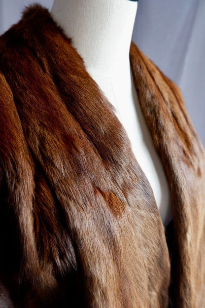 1950s/60s Vintage Mink Fur Stole – Luxurious Chestnut Brown Capelet Free Size