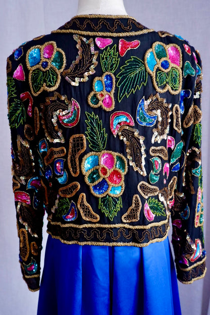 Vintage Beaded Sequin Jacket – Multicolor Embellished