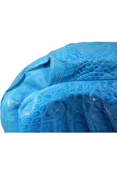Nancy Gonzalez Vibrant Blue Croc-Embossed Leather Handbag