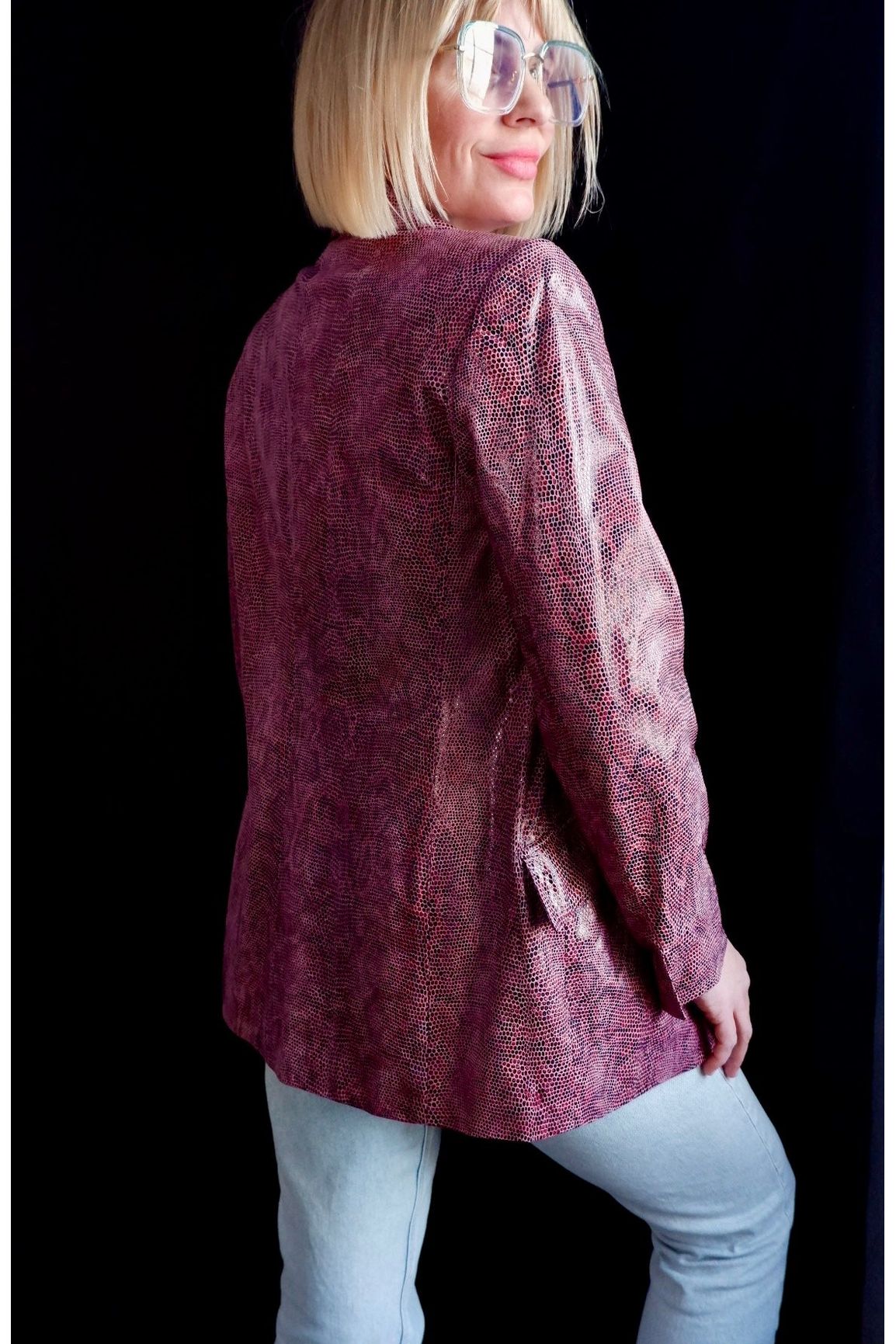 1990s Linda Allard for Ellen Tracy Python-Embossed Leather Blazer M