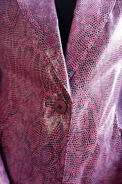 1990s Linda Allard for Ellen Tracy Python-Embossed Leather Blazer M