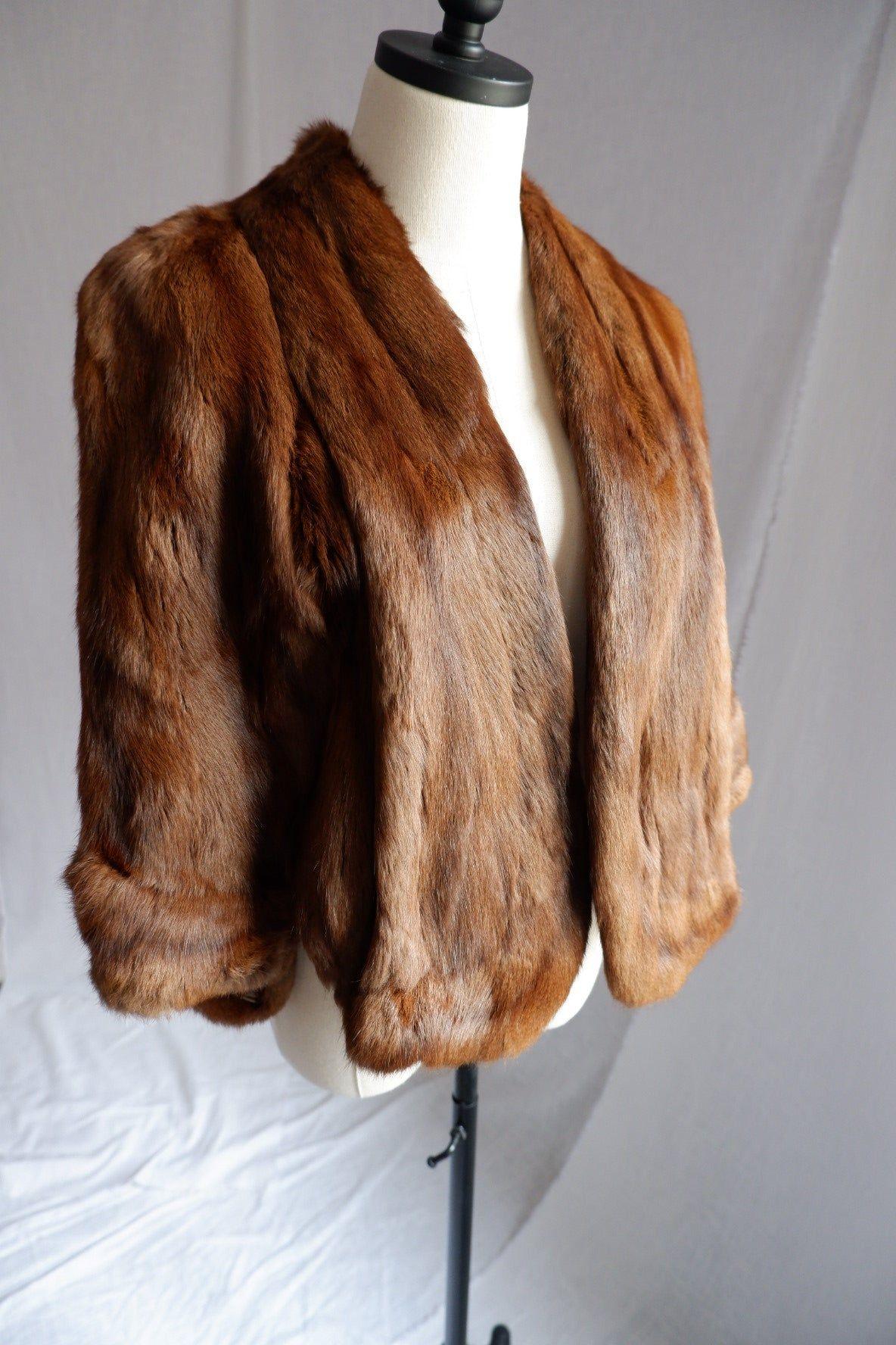 1950s/60s Vintage Mink Fur Stole – Luxurious Chestnut Brown Capelet Free Size