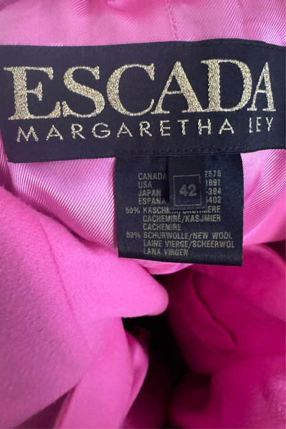 1980s Vintage Escada by Margaretha Ley Pink Cashmere & Wool Blazer L/XL