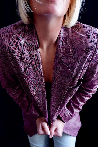 1990s Linda Allard for Ellen Tracy Python-Embossed Leather Blazer M