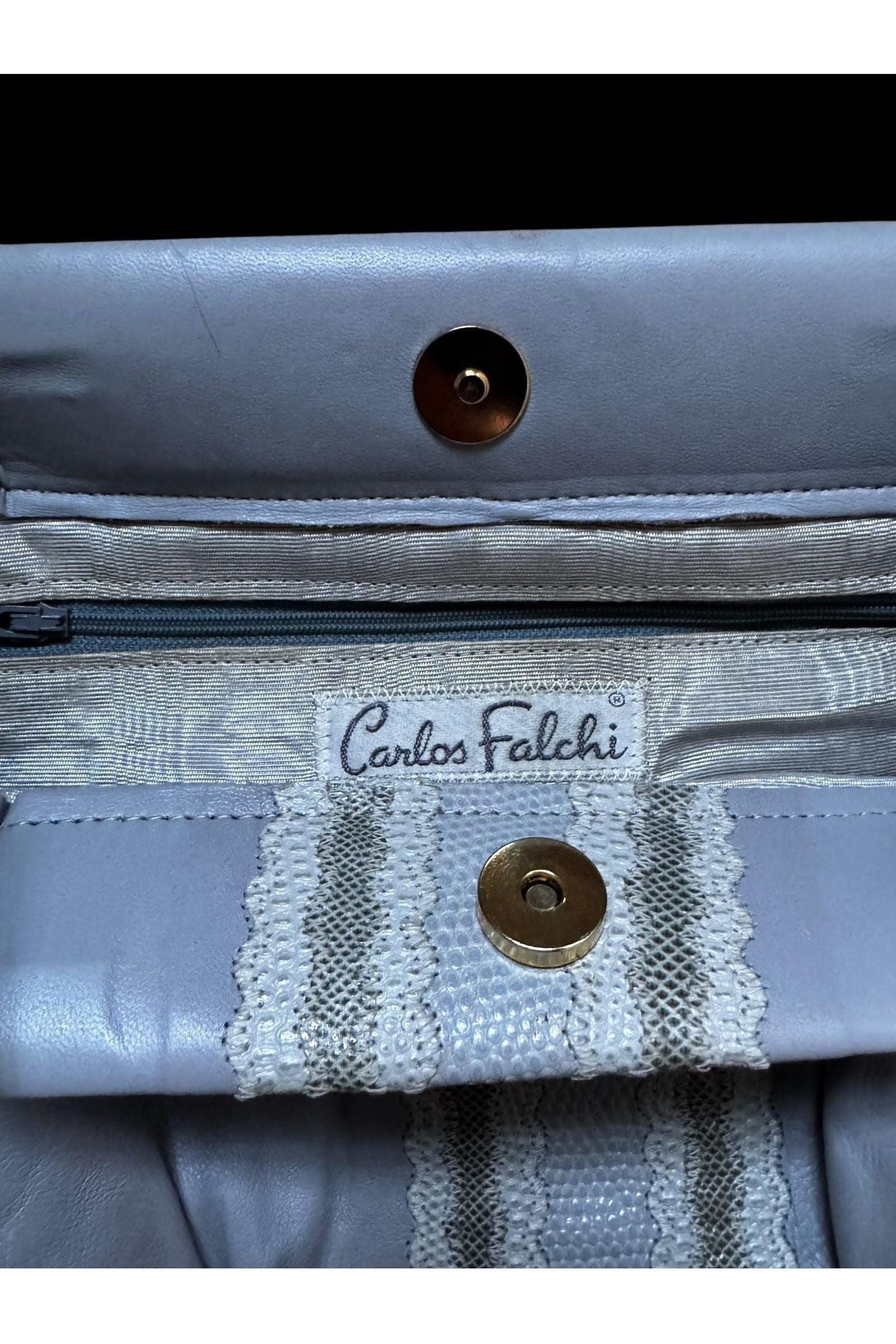  1980s Vintage Carlos Falchi Pastel  Leather and Snakeskin Patchwork Purse