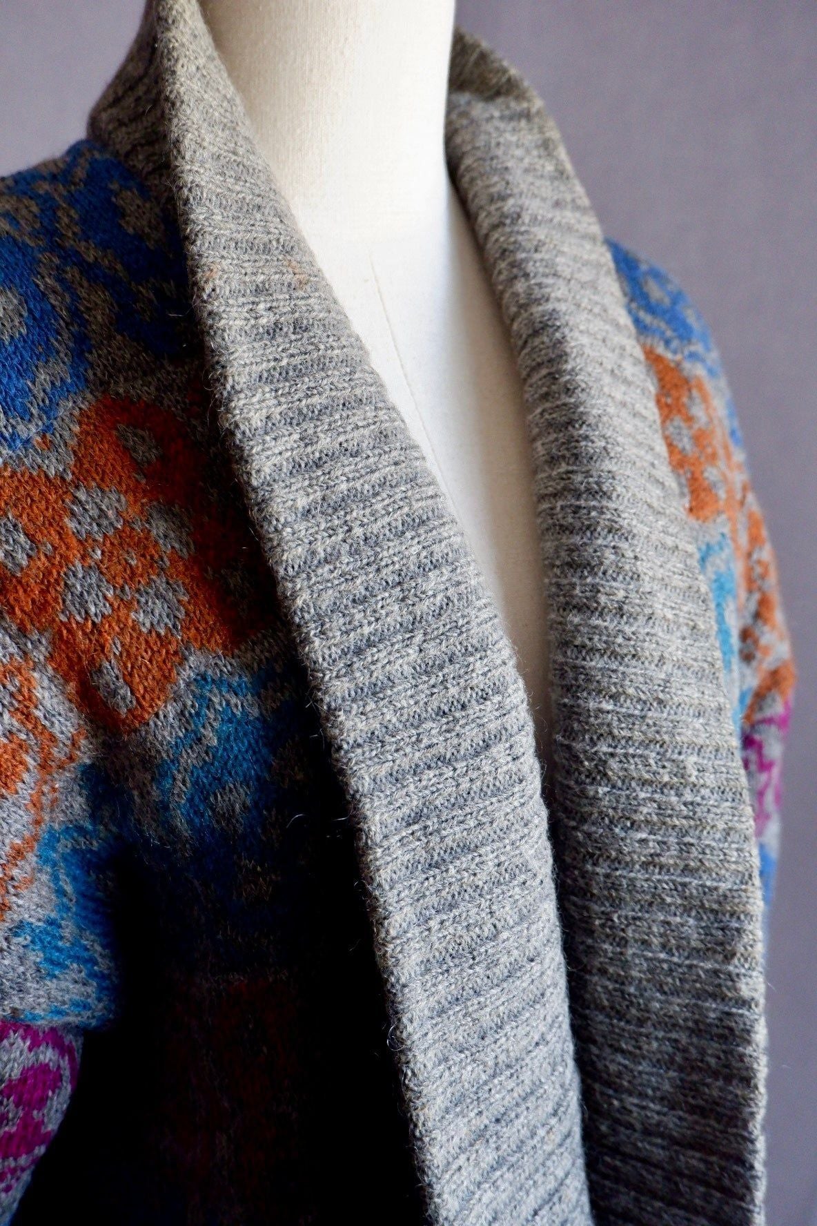 1980s Vintage Escada Bold Patterned Wool Cardigan by Margaretha Ley M/L