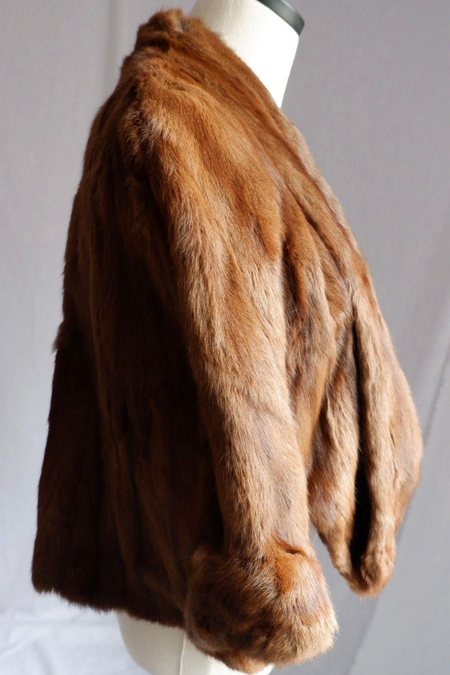 1950s/60s Vintage Mink Fur Stole – Luxurious Chestnut Brown Capelet Free Size