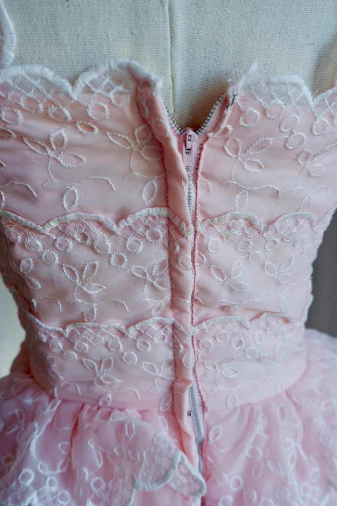 1950s Pink Lace Cupcake Dress – Tiered Ruffles & Romance