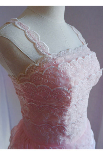 1950s Pink Lace Cupcake Dress – Tiered Ruffles & Romance