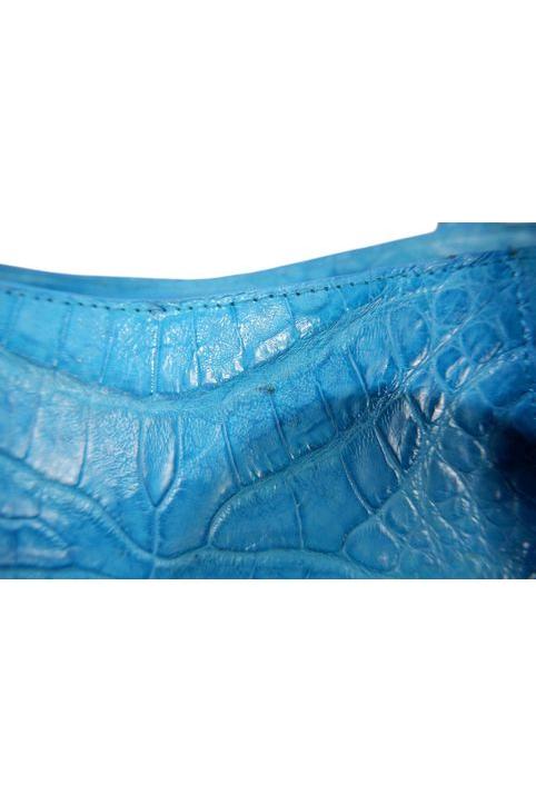 Nancy Gonzalez Vibrant Blue Croc-Embossed Leather Handbag