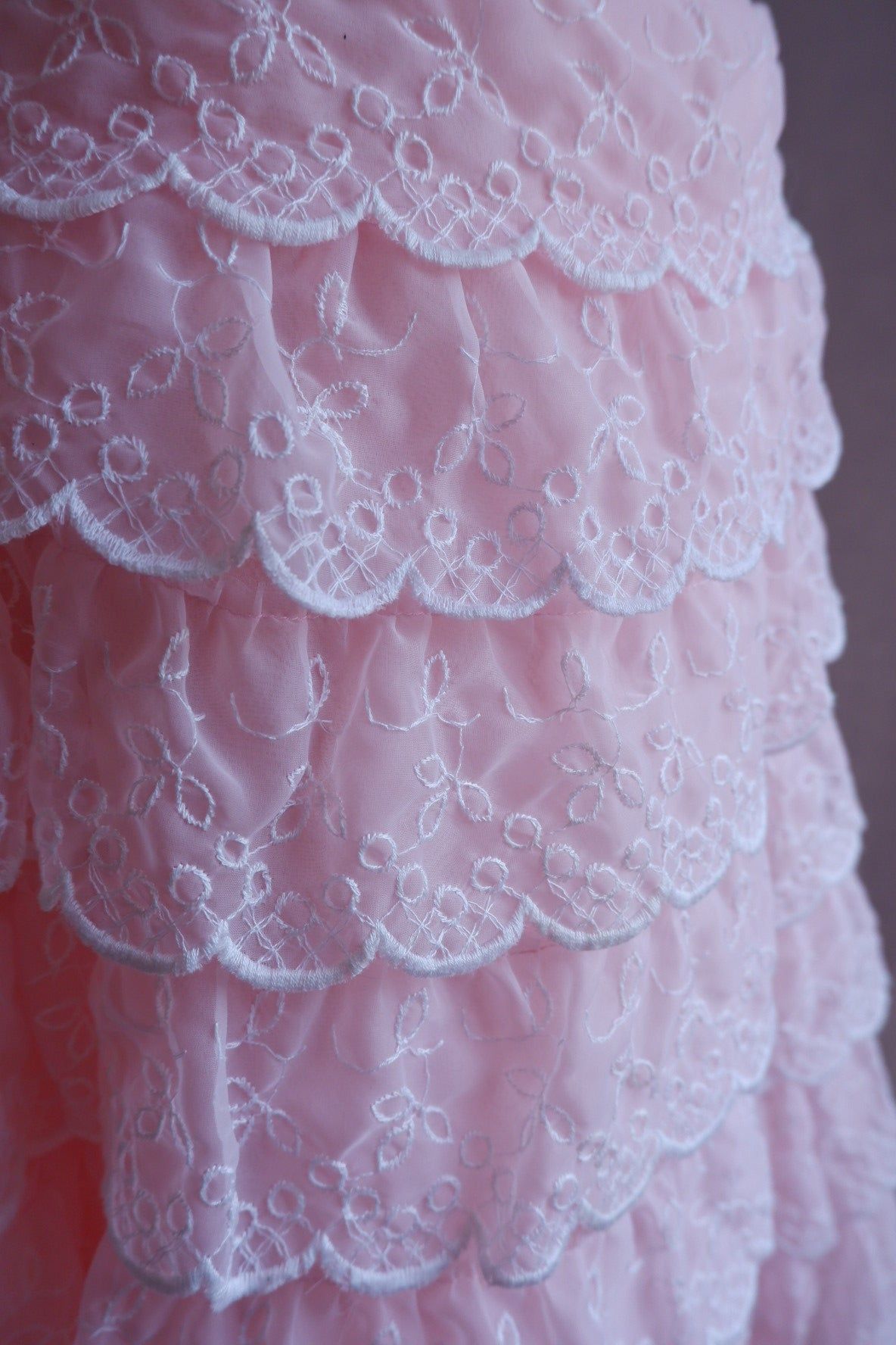 1950s Pink Lace Cupcake Dress – Tiered Ruffles & Romance
