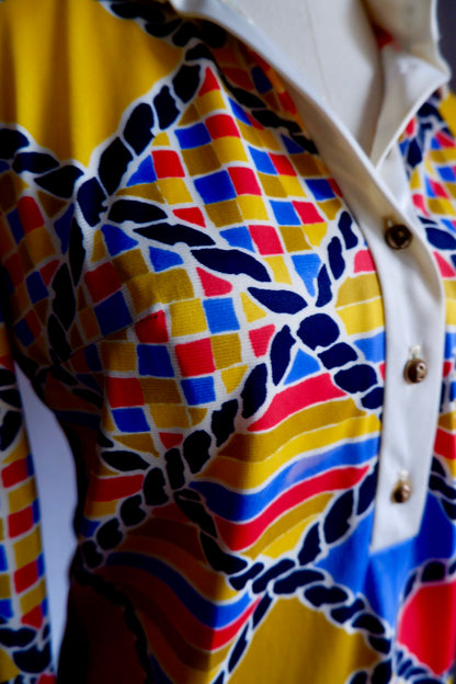 1970s Vintage Wilroy Traveler Skirt Set with Belt – Geometric Print M